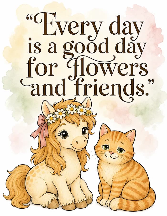 Illustrated quote page with Clover and Biscuit