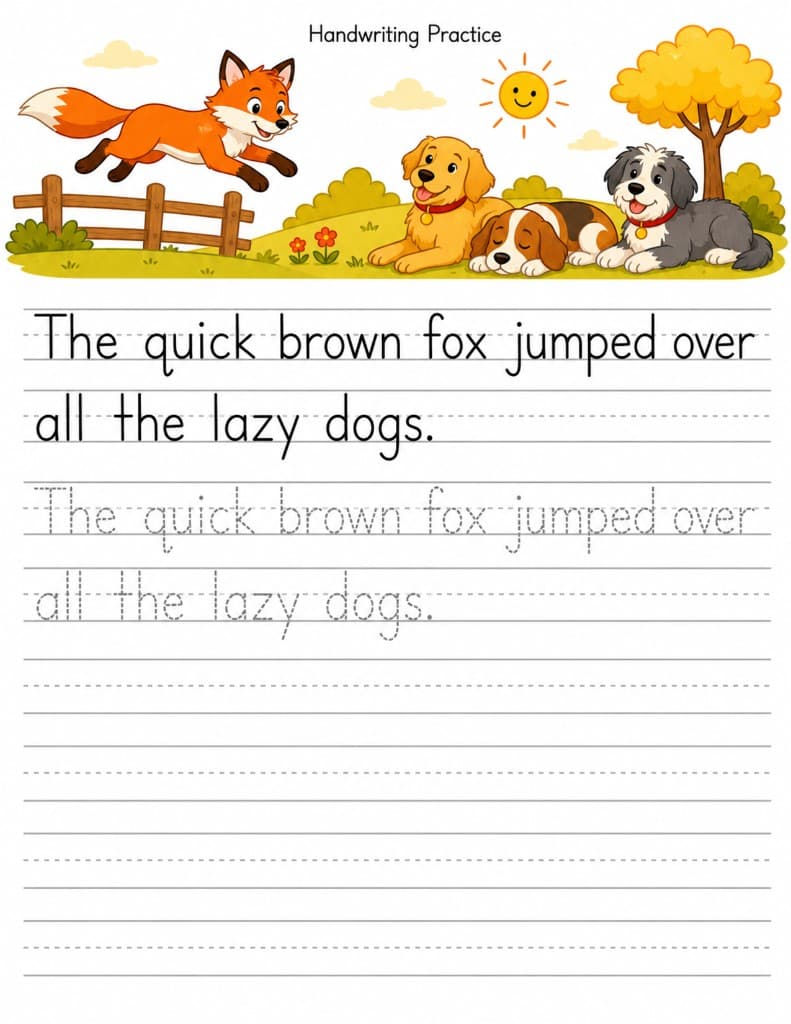 Handwriting practice template