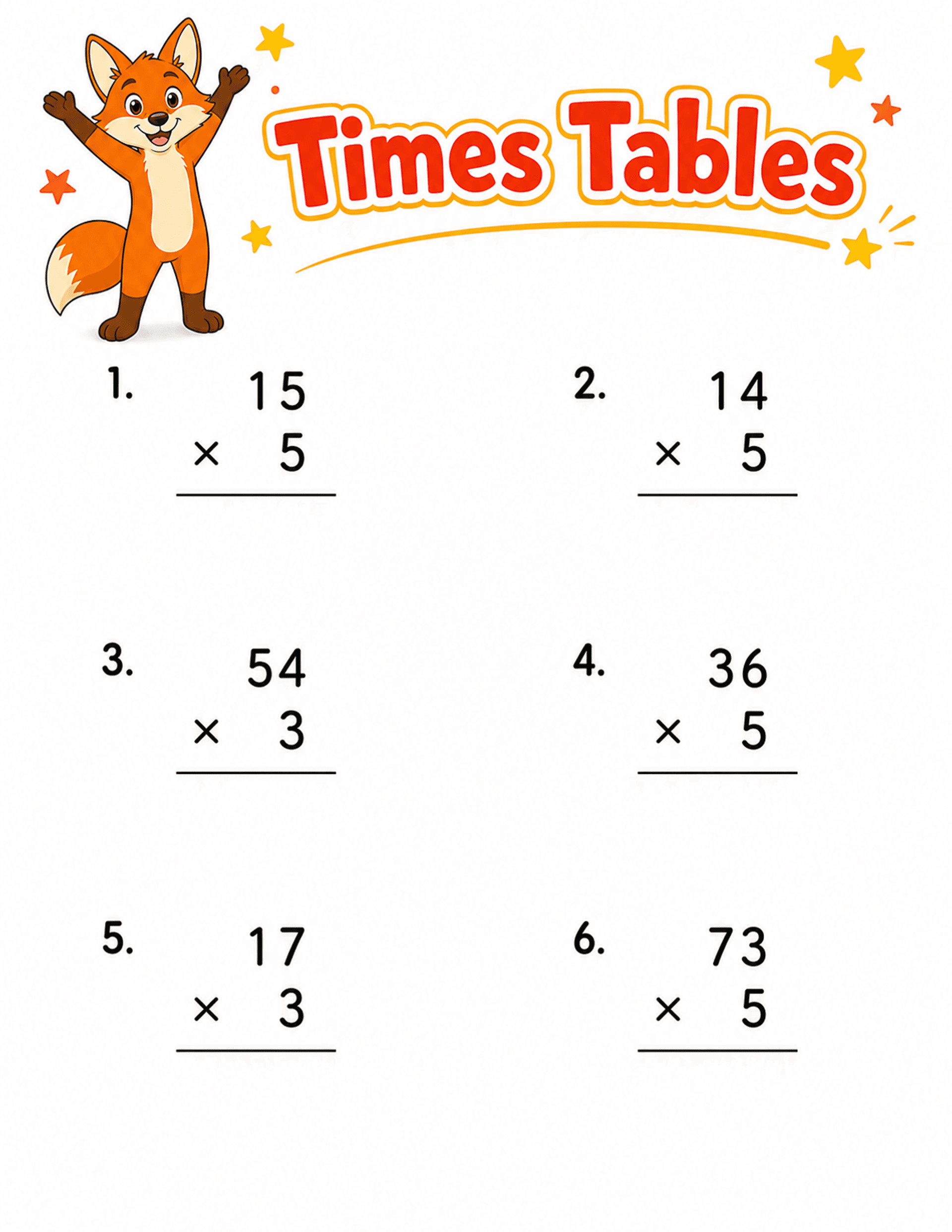 Multiplication worksheet featuring Pip